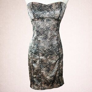Y2K Strapless Lace-Effect Satin Dress